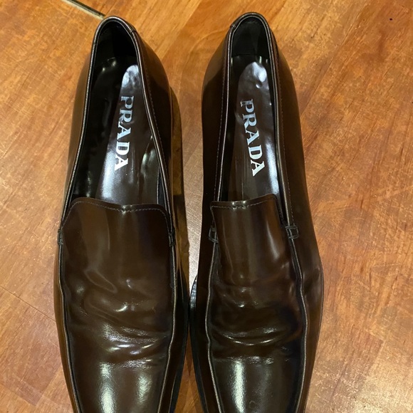 Prada womens  Loafers Slip On Brown Leather Sz 6 - Picture 3 of 6